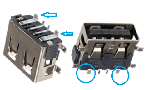 Conector Jack USB 2.0 A Fêmea 4 Pinos 4 Garras	
